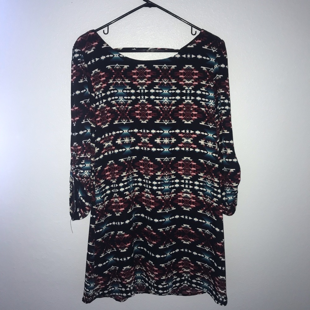 Aztec Pattern Black Dress